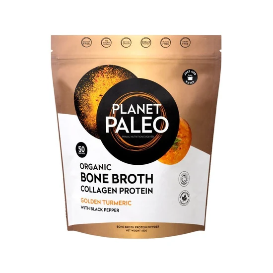 Planet Paleo Organic Bone Broth Collagen Protein Golden Turmeric 450g
