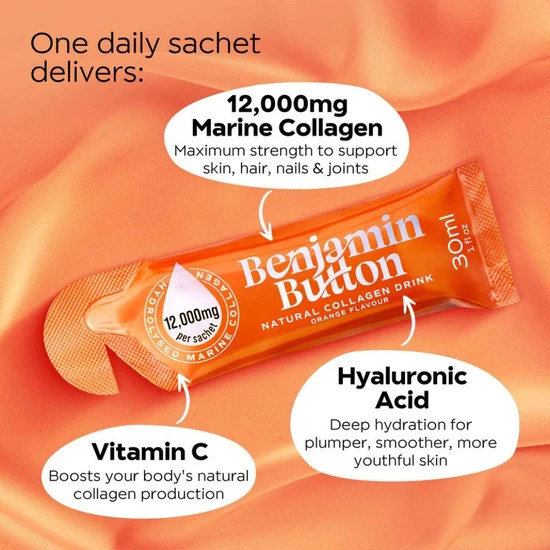 Benjamin Button Marine Collagen Orange Liquid Sachets 14 Sachets
