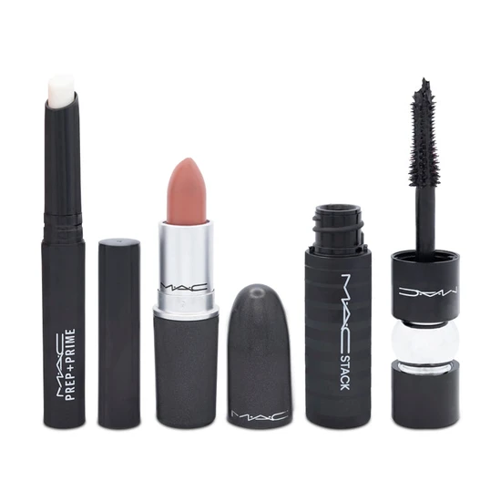 MAC Lashes To Lips Kit Neutral Velvet Teddy Lipstick & Black Stack Mascara