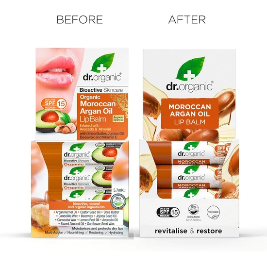 Dr. Organic Bioactive Skin Care Organic Moroccan Argan Oil Lip Balm 5.7ml