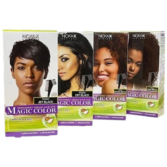 NICKA K NEWYORK Magic Colour Permanent Cream Hair Dye Ammonia Free tcw01 jet black