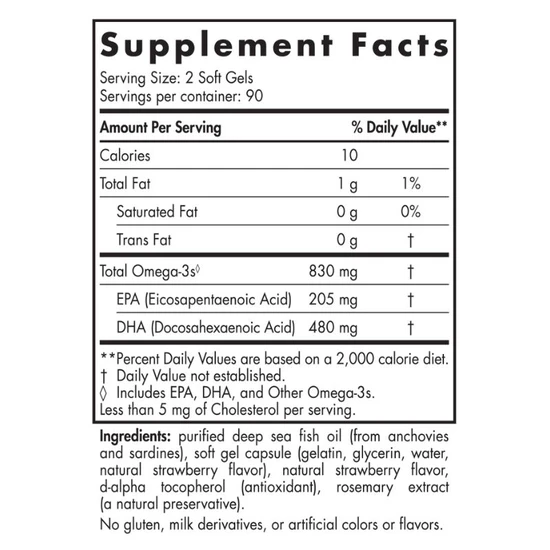 Nordic Naturals DHA 830mg Strawberry 180 Softgels