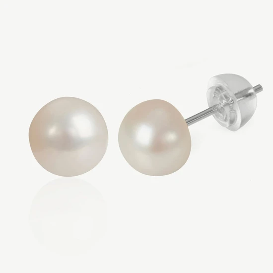 Kyoto Pearl Alvie 6mm Pearl Stud Earrings 925 Sterling Silver White