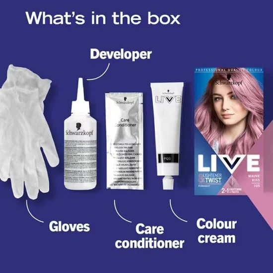 Schwarzkopf Live 2in1 Lightener Plus Twist Permanent Hair Dye 105 Mauve Kiss