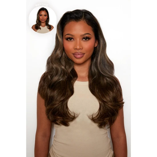 LullaBellz 18" 1 Piece Hidden Halo Blow Dry Hair Extensions BROWNS | BLONDETTE