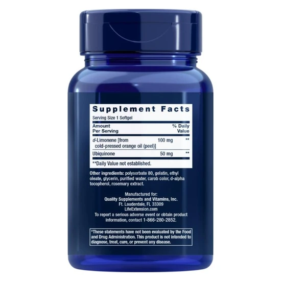 Life Extension Super Absorbable CoQ10 With d-Limonene 50mg Softgels 60 Softgels