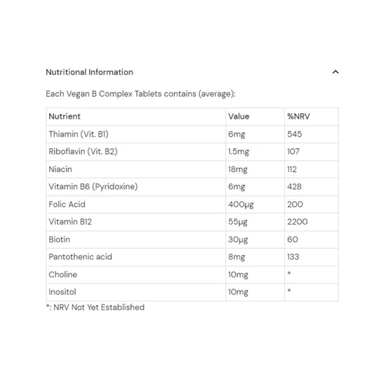 Health Aid Vegan B Complex Tablets 60 Tablets