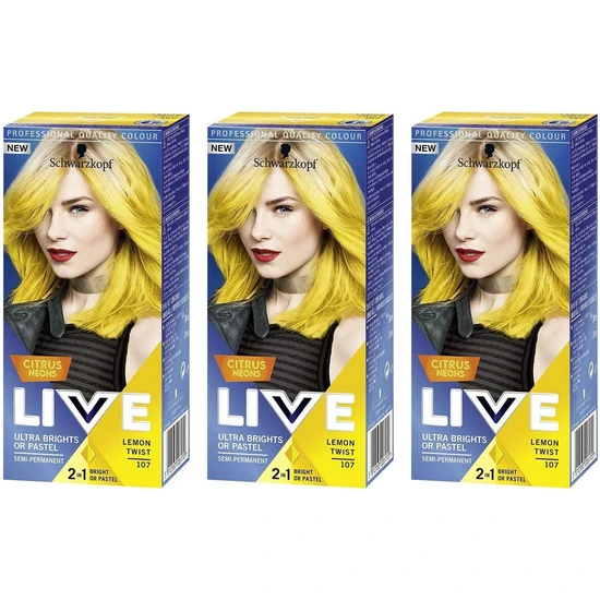 Schwarzkopf Live Ultra Brights/Pastel Semi Permanent Hair Dye, 107 Lemon Twist One Pack