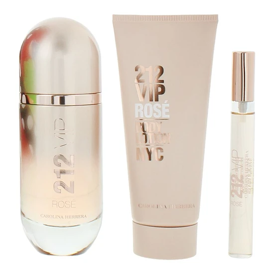 Carolina Herrera 212 Vip Rose Eau De Parfum Gift Set 80ml Eau de Parfum + 10ml Eau de Parfum + 100ml Body Lotion