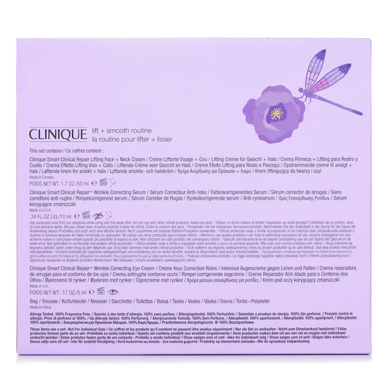 Clinique Smart Clinical Repair Lifting Face & Neck Gift Set 50ml Lifting Face & Neck Cream, 10ml Wrinkle Correcting Serum & 5ml Wrinkle Correcting Eye Cream