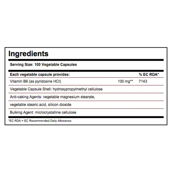Solgar Vitamin B6 100mg Vegicaps 100 Vegicaps