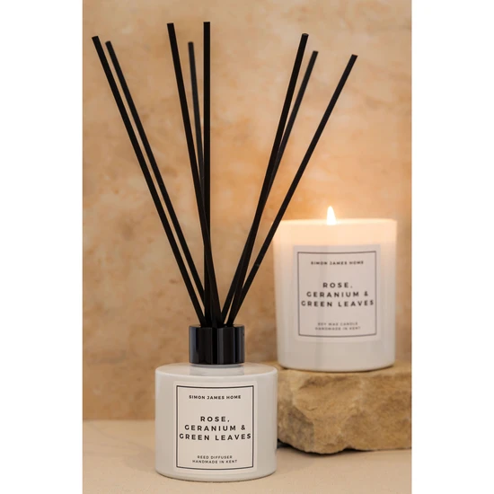 Simon James Home Rose, Geranium & Green Leaves Reed Diffuser