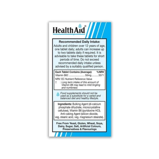 Health Aid Vitamin B6 50mg Tablets 100 Tablets