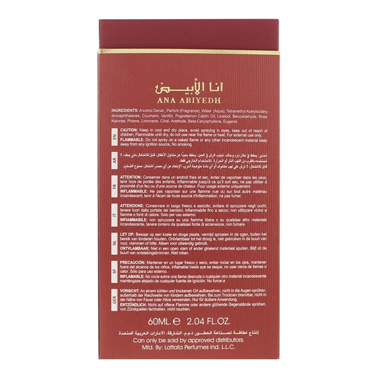 Lattafa Ana Abiyedh Scarlet Eau De Parfum 60ml