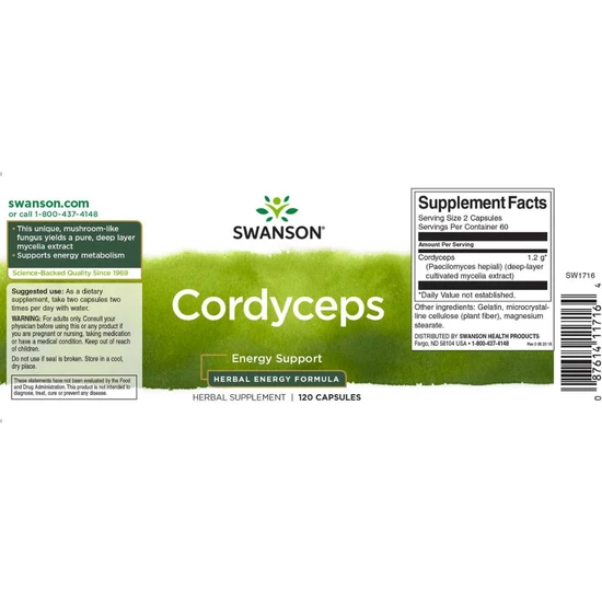 Swanson Cordyceps Capsules 120 Capsules