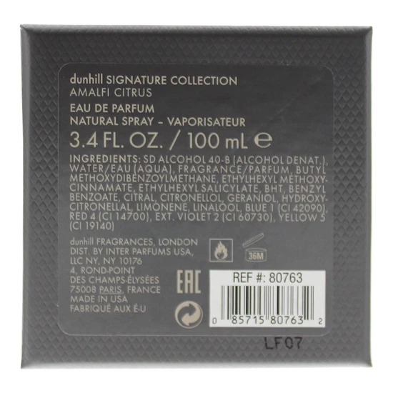 Dunhill London SIGNATURE COLLECTION AMALFI CITRUS Eau De Parfum 100ml