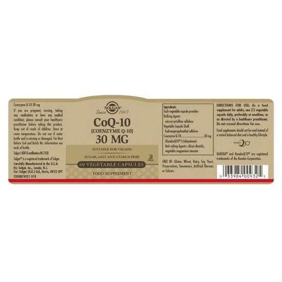 Solgar CoQ-10 30mg Vegicaps 60 Vegicaps
