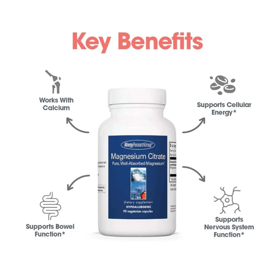 Allergy Research Group Magnesium Citrate Capsules 90 Capsules