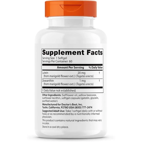 Doctor's Best Lutein With FloraGLO 20mg Softgels 60 Softgels