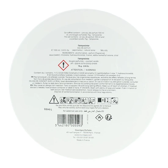 Courreges L'empreinte Eau De Parfum 100ml Gift Set 100ml & 75g Candle