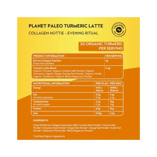 Planet Paleo Pure Collagen Turmeric Latte 260g