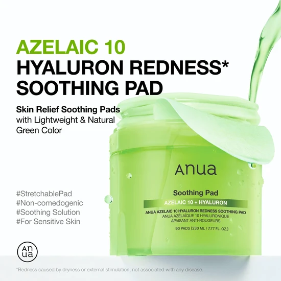 ANUA Azelaic 10 Hyaluron Redness Soothing Pad 90 Pads