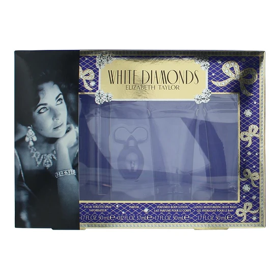 Elizabeth Taylor White Diamonds Gift Set 50ml Eau De Toilette + 50ml Body Lotion + 50ml Body Wash + 10ml Eau De Toilette