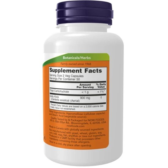 NOW Foods Gotu Kola, 450mg Vegicaps 100 Vegicaps