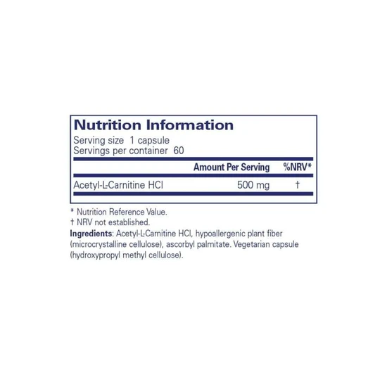 Pure Encapsulations Acetyl-L-Carnitine 500mg Capsules 60 Capsules
