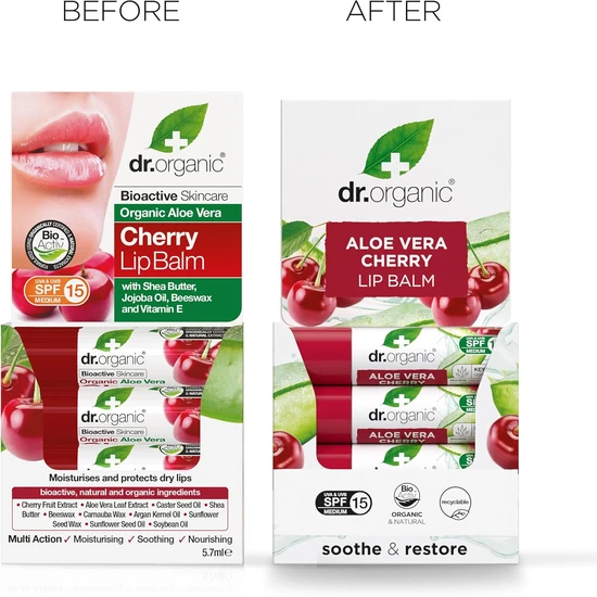 Dr. Organic Plus Aloe Vera Cherry Lip Balm 5.7ml