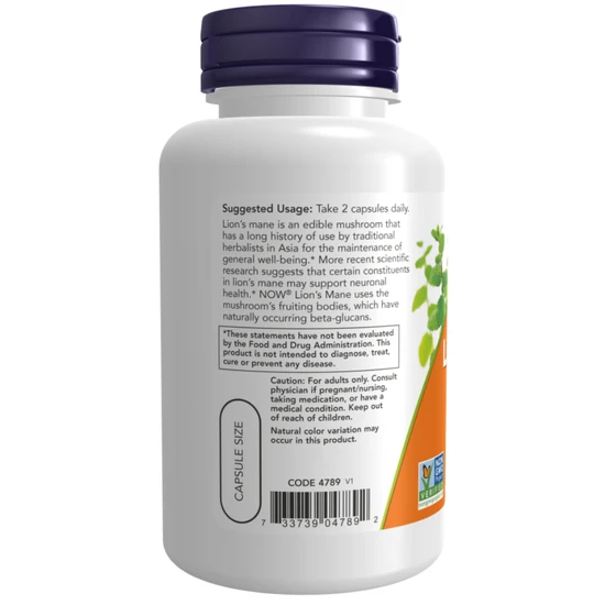 NOW Foods Lion's Mane 500mg Capsules 60 Capsules