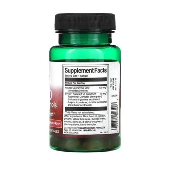 Swanson CoQ-10 100mg With 10mg Tocotrienols Softgels 60 Softgels