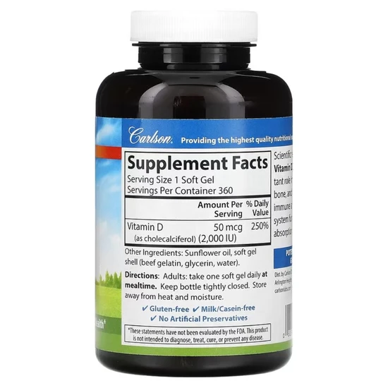 Carlson Labs Vitamin D3 2000iu 360 Softgels