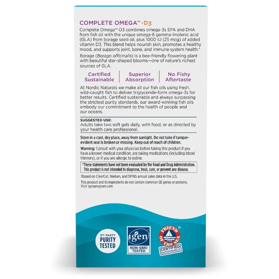 Nordic Naturals Complete Omega D3 565mg Lemon Softgels 120 Soft Gels