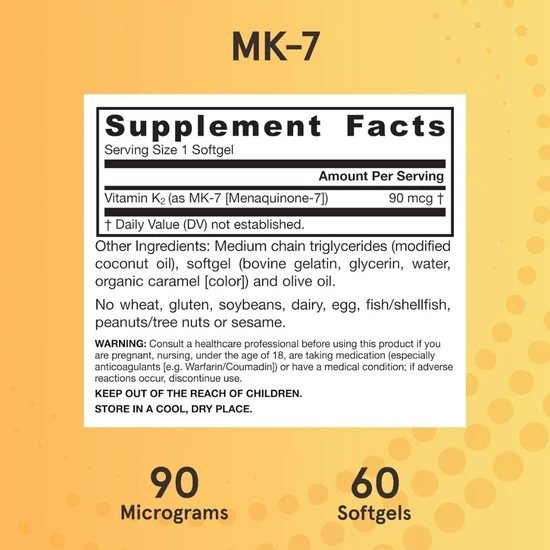 Jarrow Formulas Vitamin K2 MK7 90mcg Softgels 60 Softgels
