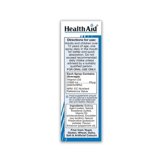 Health Aid Vitamin D3 Spray 1000iu 20ml