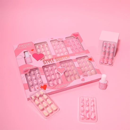 Sunkissed Multi False Nail Gift Set 7 x 24 Nails With Glue
