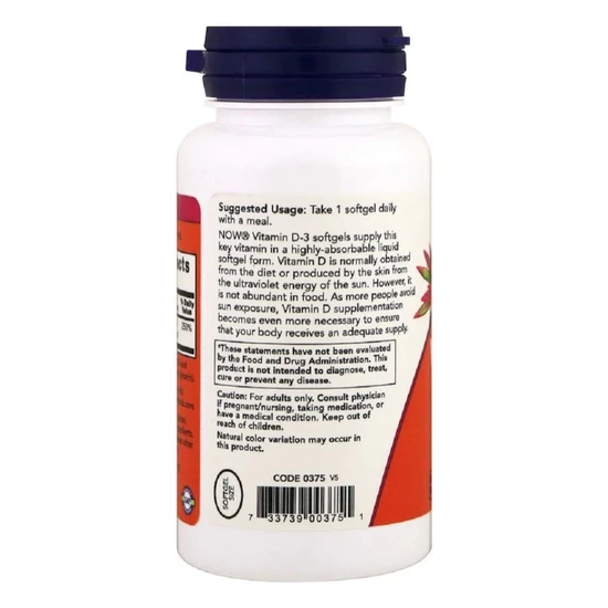 NOW Foods Vitamin D-3 1000iu 360 Softgels