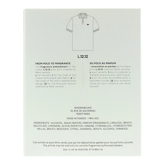 Lacoste Eau De Lacoste L.12.12 Blanc Eau De Toilette 175ml