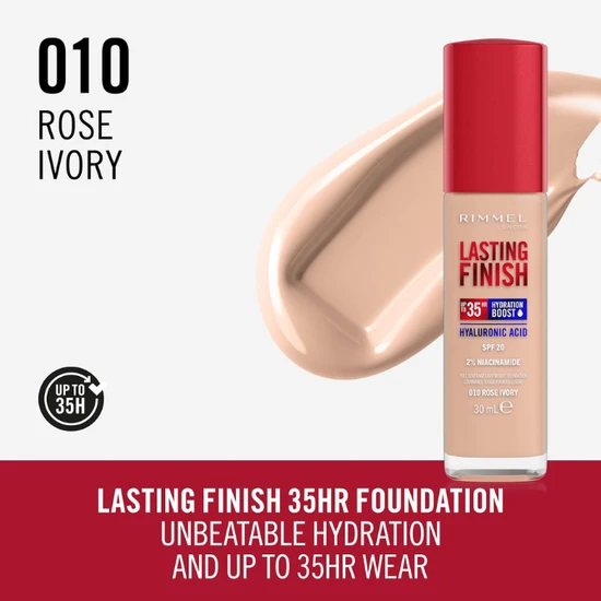 Rimmel Lasting Finish 35hr Full Coverage Foundation 010 Rose Ivory