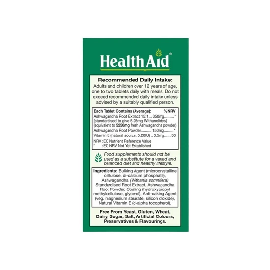 Health Aid Ashwagandha Root Extract Tablets 60 Tablets