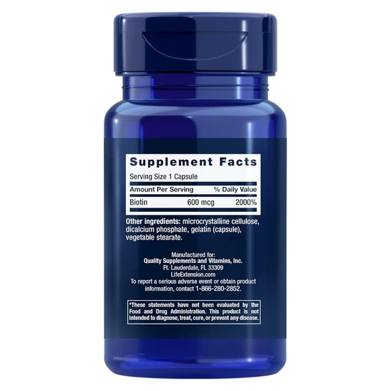 Life Extension Biotin 600mcg Capsules 100 Capsules
