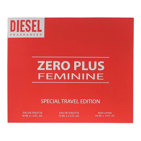 Diesel Zero Plus Feminine Eau De Toilette 75ml, 30ml + Body Lotion 100ml Gift Set 75ml