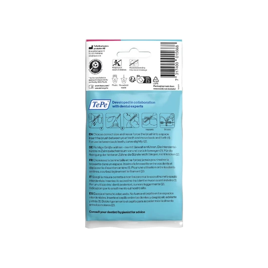 Tepe Interdental Brush Original Plastic Bag With Hanger, Pink 0.4Mm, 0 Size, 8Pcs