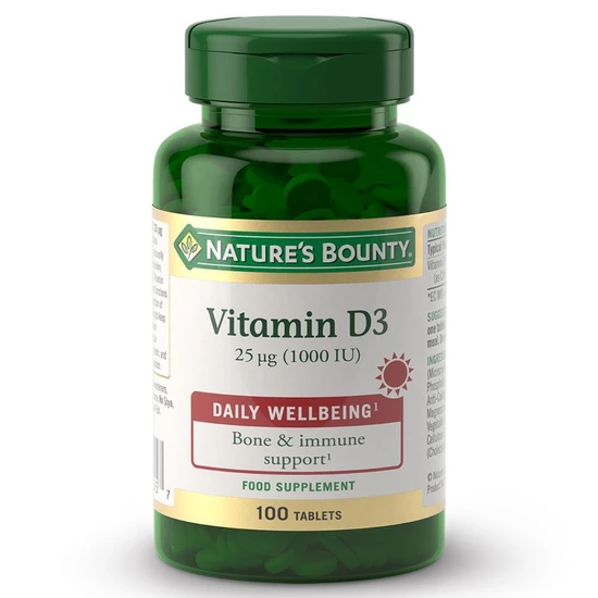 Nature's Bounty Vitamin D3 25 Ug (1000 IU) Tablets 100 Tablets