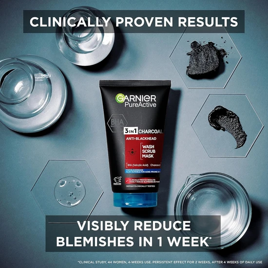Garnier Skin Active Pure Active 3-in-1 Charcoal Wash 150ml