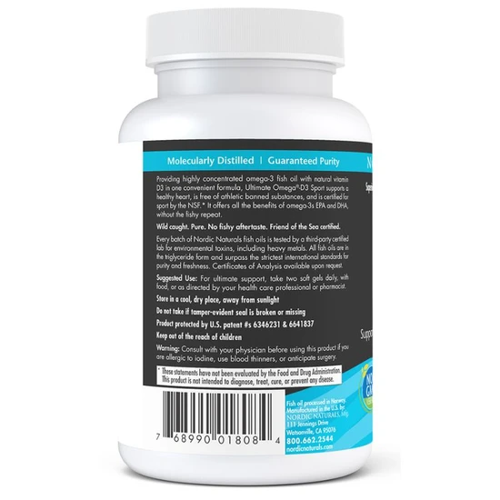 Nordic Naturals Ultimate Omega-D3 Sport 1480mg Lemon Softgels 60 Softgels