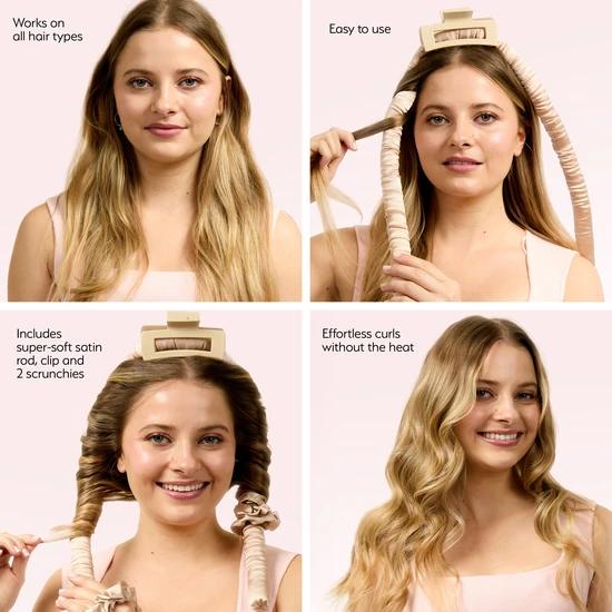 Silver Cloud Caramel Heatless Curler Set