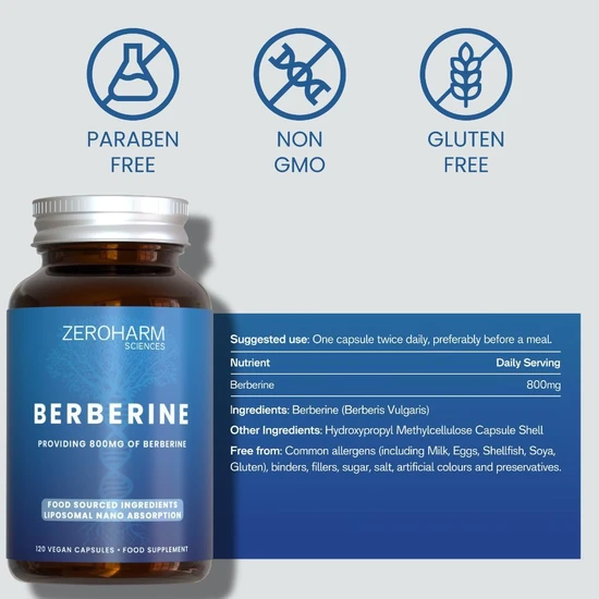 ZeroHarm Liposomal Berberine 800mg Capsules 120 Capsules