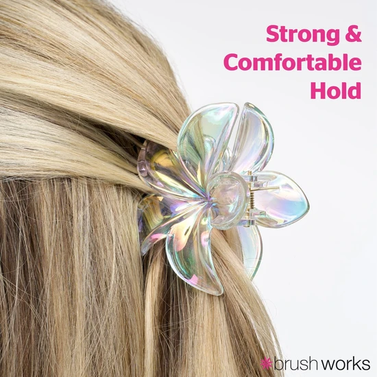 Brushworks Frosted Flower Claw Clips x3